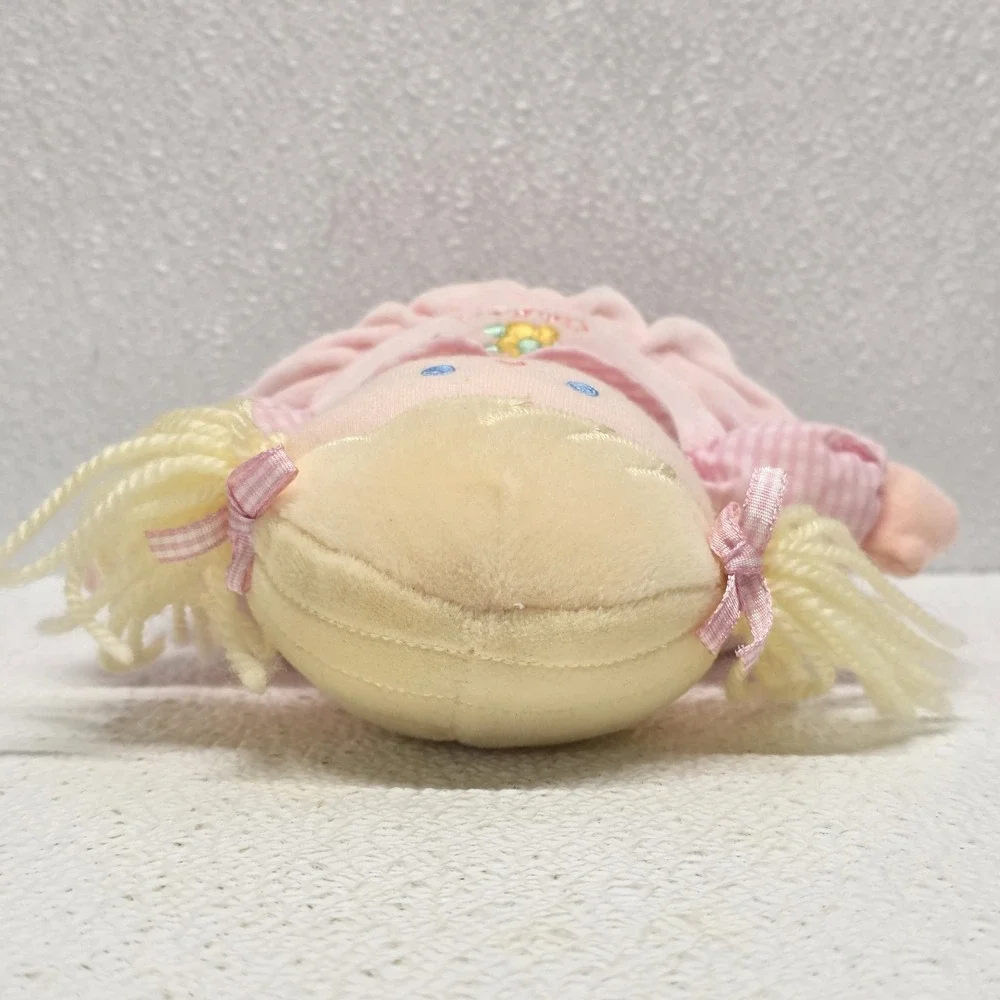 Oshkosh Blonde Baby Doll Blue Eyes Pink Rattle Plush Floral Dress